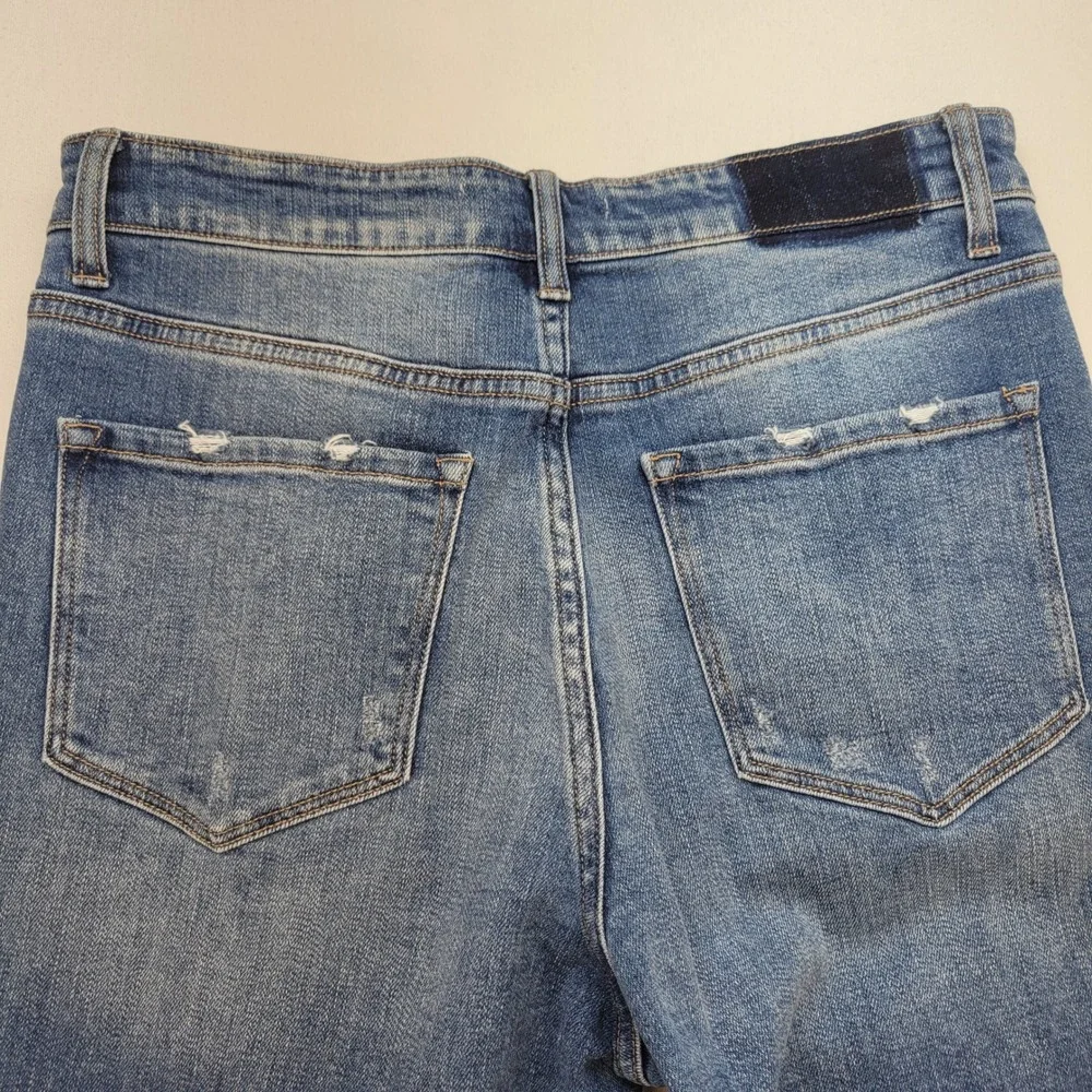Flying Monkey Jeans Womens 29 Blue Distressed High Rise Straight Leg‎ Denim